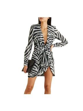 NWT $1,845 Redemption Zebra Print Mini Dress Ivory Size US 12